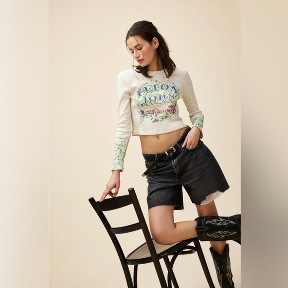 Daydreamer | Elton John Floral Pointelle Long Sleeve Top | NWT! - Picture 1 of 10